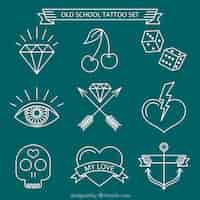 Free vector set of white hand-drawn tattoos