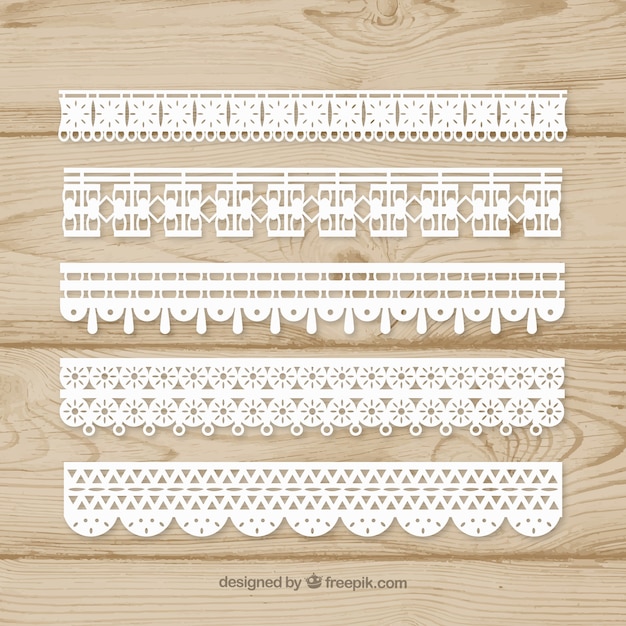 Free vector set of white lace borders