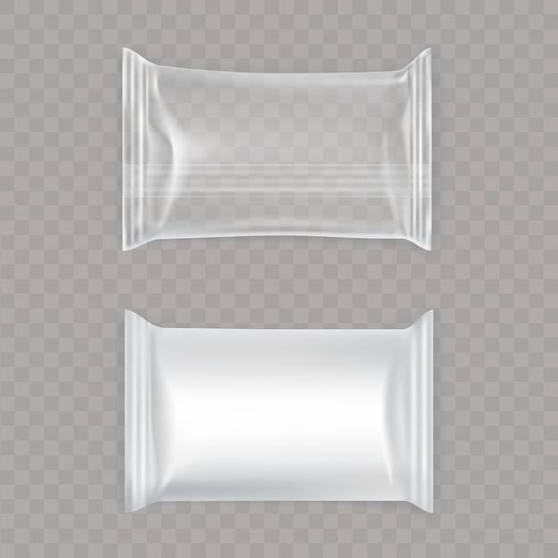 Free vector set of white and transparent plastic bags.