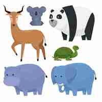 Free vector set wild animals reserve to fauna cratures