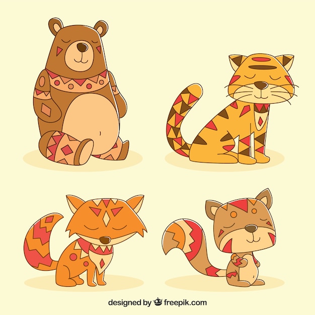 Free vector set of wild ethnic animals