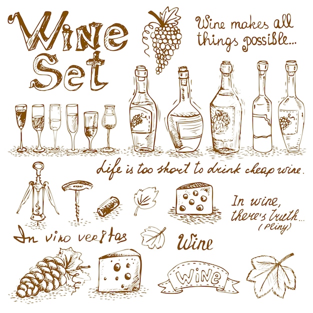 Free vector set of wine elements