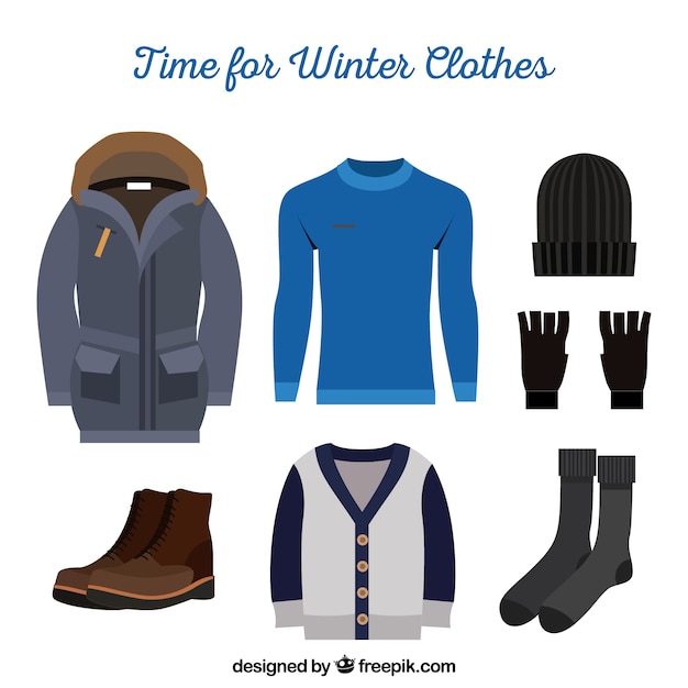 Set of winter clothes