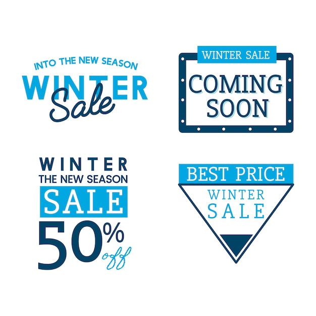 Set of winter sale badge vectors