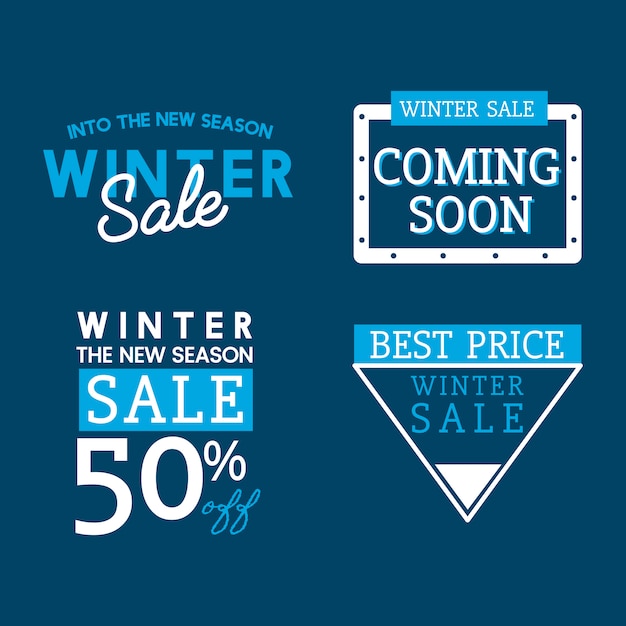 Free vector set of winter sale badge vectors