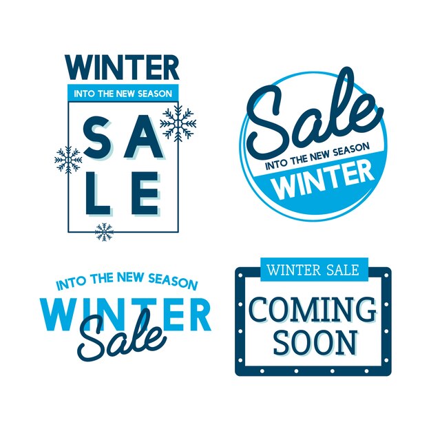 Set of winter sale badge vectors