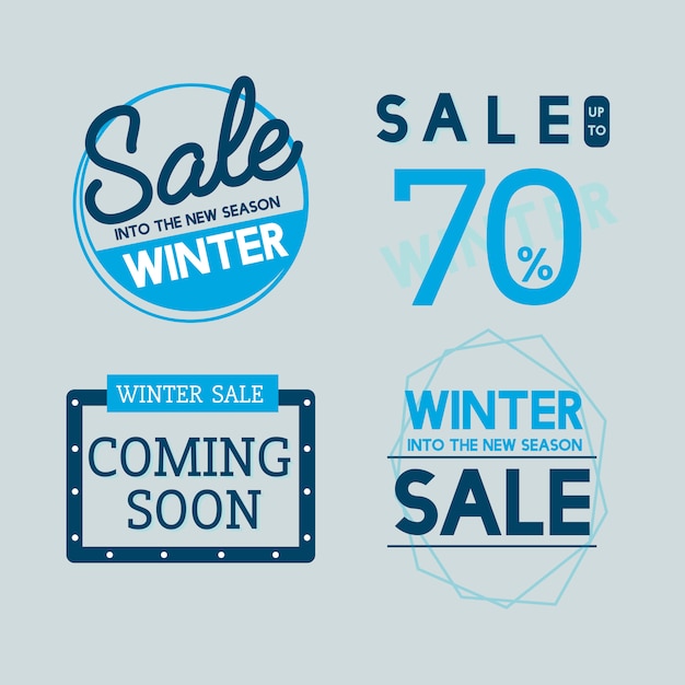 Set of winter sale badge vectors