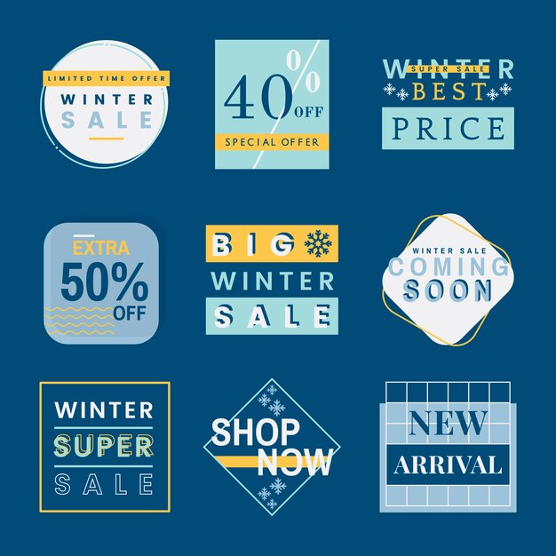 Set of winter sale badge vectors Vector Free Download