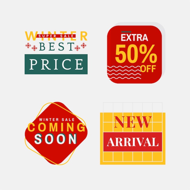 Free vector set of winter sale badge vectors