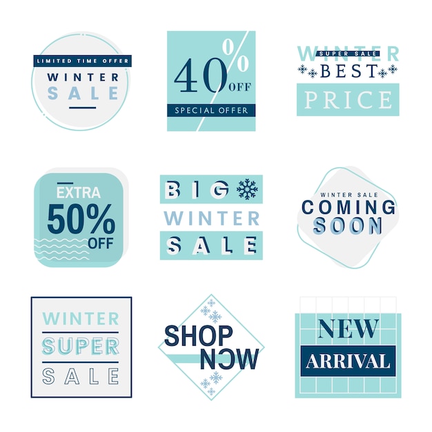 Free vector set of winter sale badge