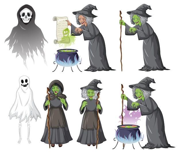 Free vector set of witches and wizard objects