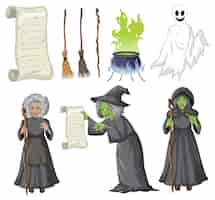 Free vector set of witches and wizard objects