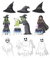 Set of witches and wizard objects