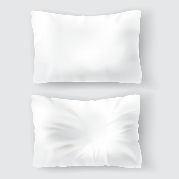 Set with blank white pillows, comfortable, soft, clean and crumpled