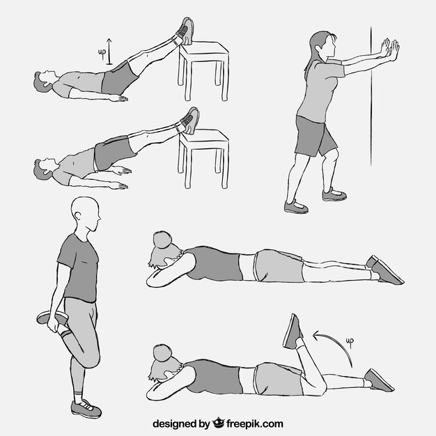 Set with different kind of physiotherapy exercises