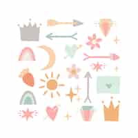 Free vector set with pastel doodles