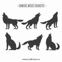 Free vector set of wolf silhouettes