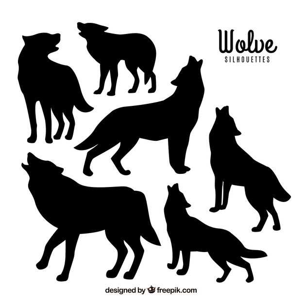 Set of wolve silhouettes