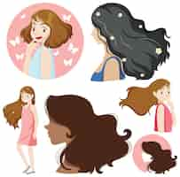 Free vector set of women in flat style