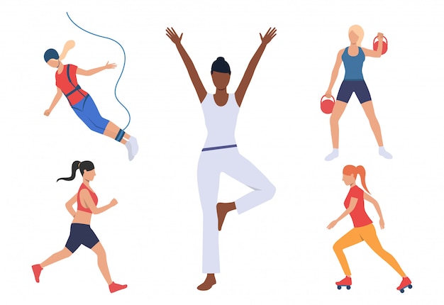 Free vector set of women with active hobbies