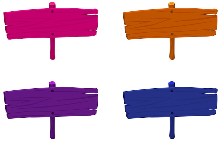 Free Vector set of wooden sign banner in colour