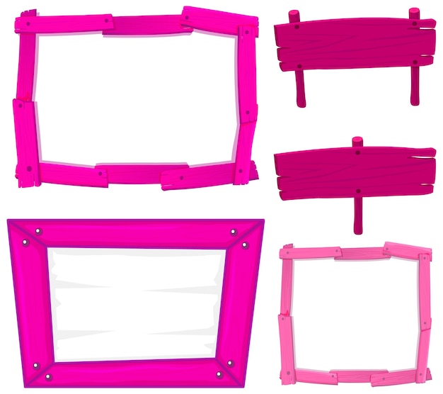 Vector Templates: Set of Pink Wooden Sign Banners – Free Vector Download