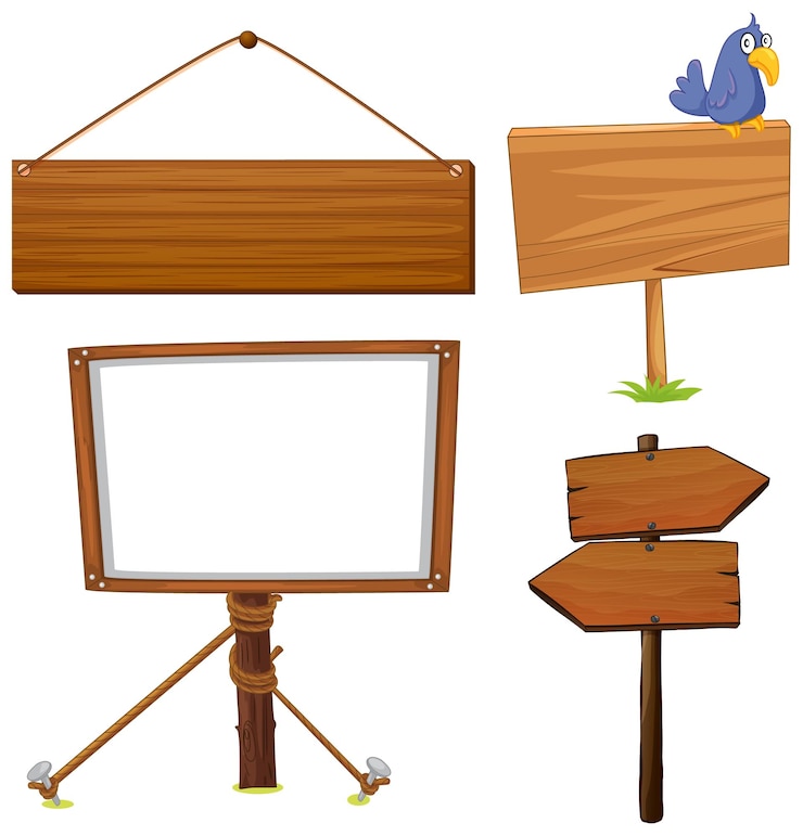 Free Vector set of wooden sign banner