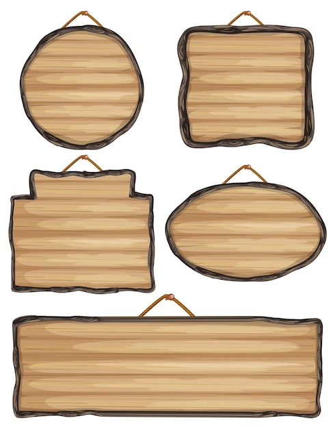 Set of wooden sign banner