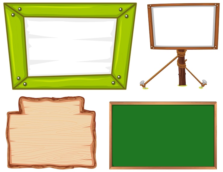 Free Vector set of wooden sign banner
