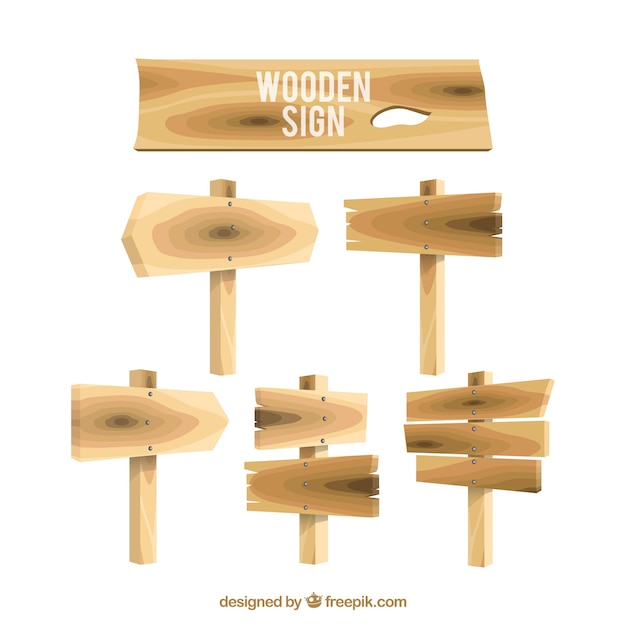 Free vector set of wooden signs
