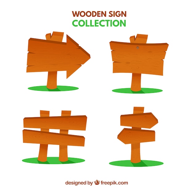 Set of wooden signs