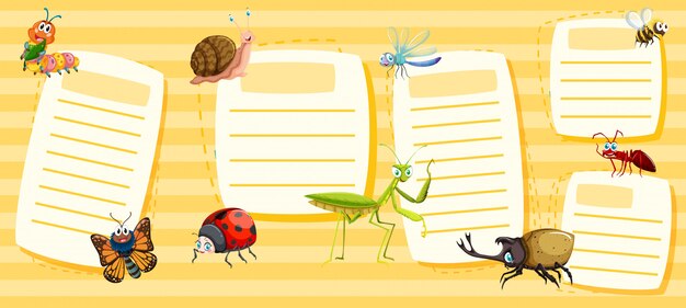 Free vector set of yellow insect notes