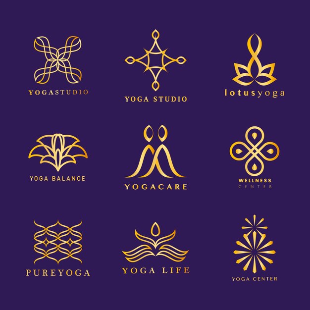 Набор векторных логотипов йоги