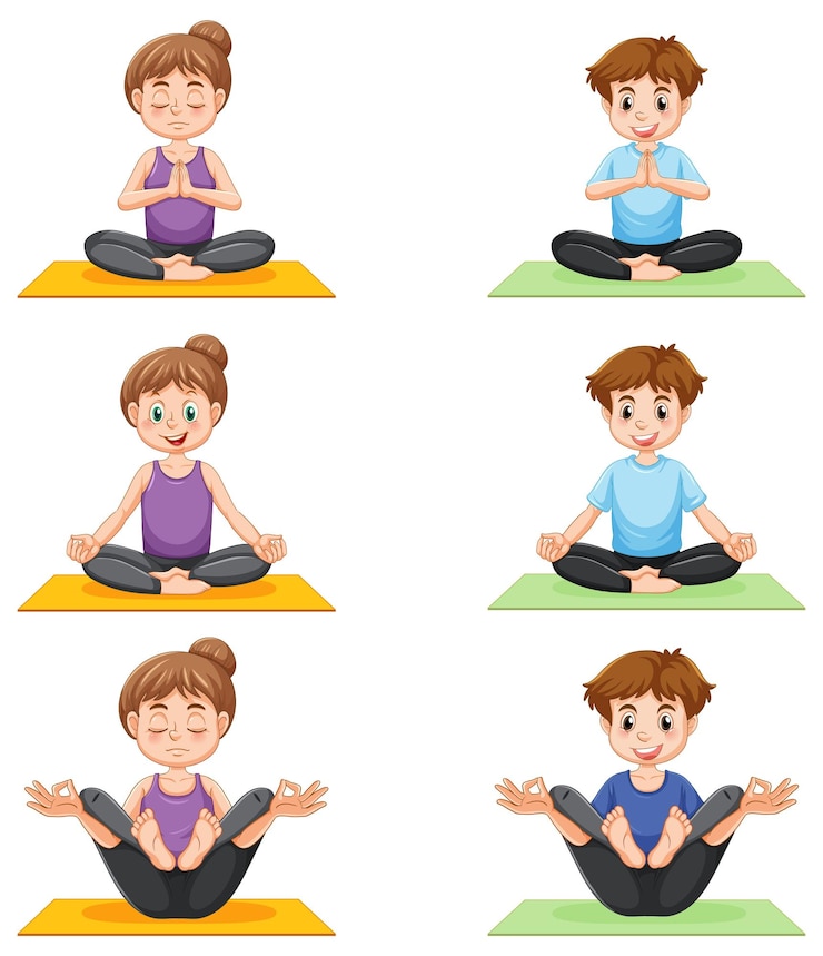 Free Vector set of yoga postures