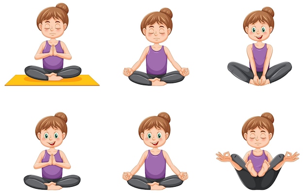 Free vector set of yoga postures