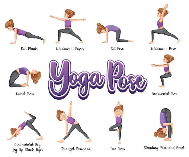 Set of yoga postures