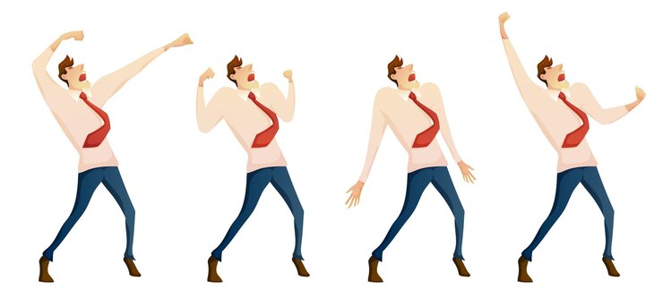 무료 Vector 다른 식 만화 벡터에서 젊은 사업가 다양 한 제스처의 집합