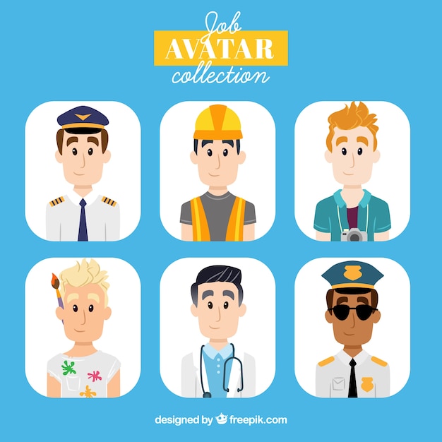 Free vector set of young men avatars