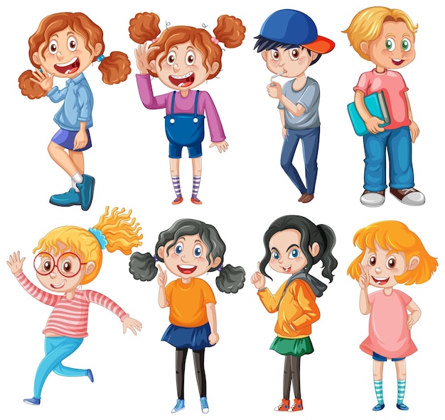 Free vector set of young people doing different actions