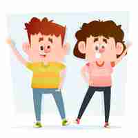 Free vector set of young people waving hand