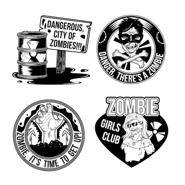 Set of zombie emblems