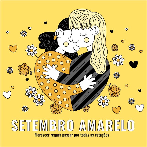 친구 포옹과 함께 Setembro amarelo