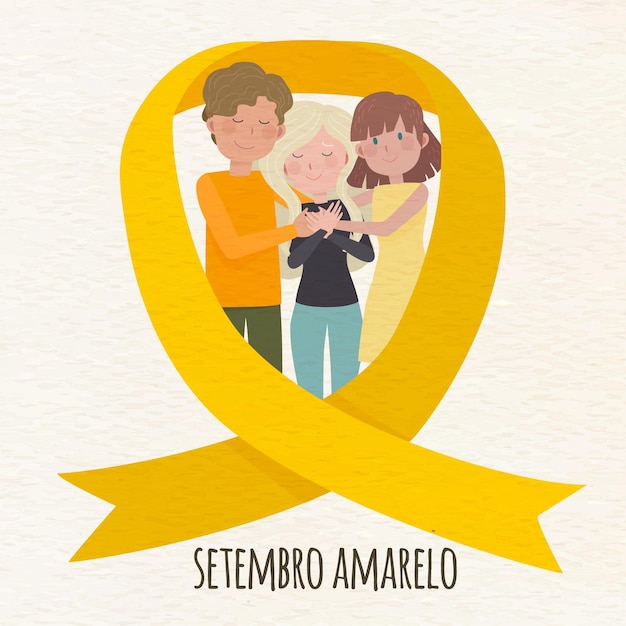 Free vector setembro amarelo with people
