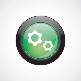 Settings sign icon green shiny button. ui website button
