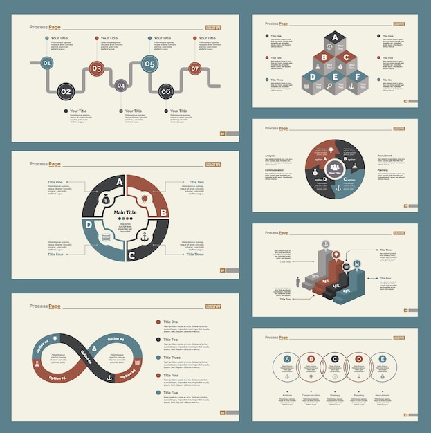 Free vector seven business slide templates set