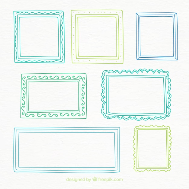 Free vector seven colorful hand drawn frames