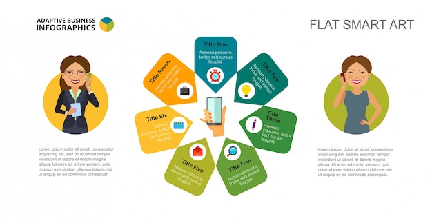 Free vector seven communication options slide template