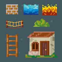 Free vector seven pixelated items