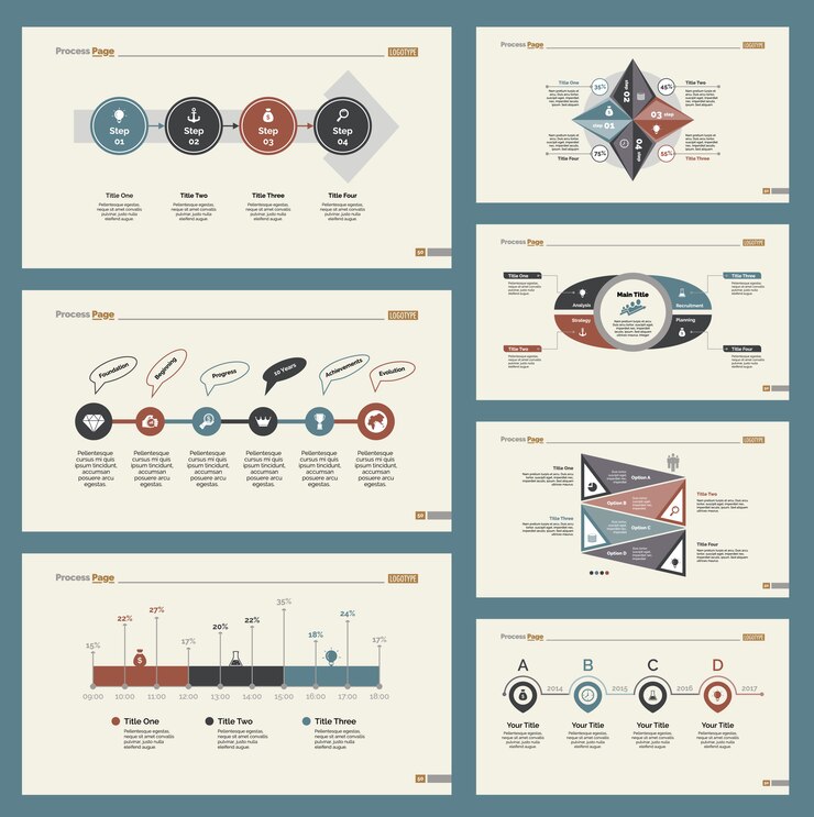 Free Vector seven planning slide templates set