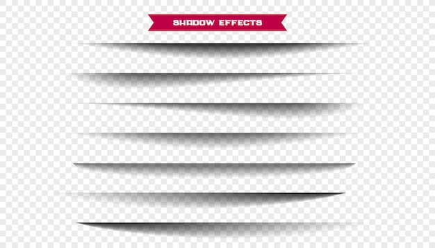 Seven realistic wide paper sheet shadows set